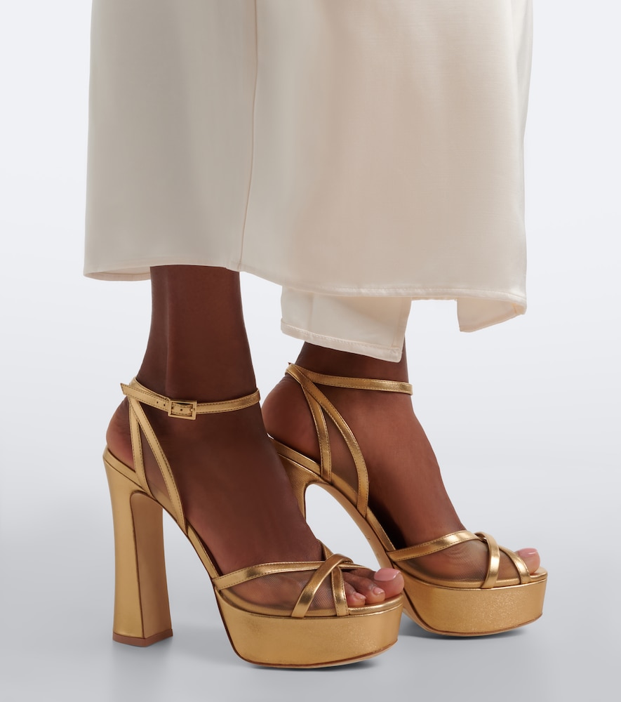 Sylvie Leather And Mesh Platform Sandals
