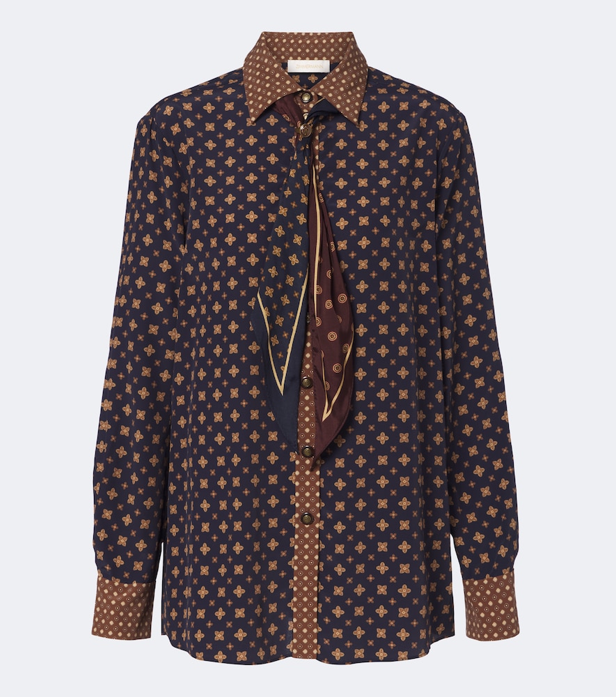 Zimmermann Printed Tie-neck Blouse In Multicoloured