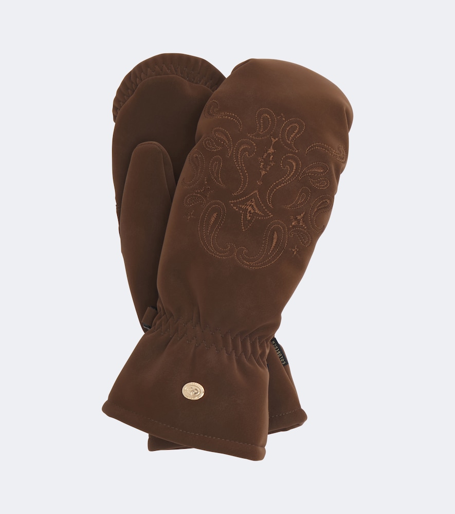 Goldbergh Dai Embroidered Mittens In Brown