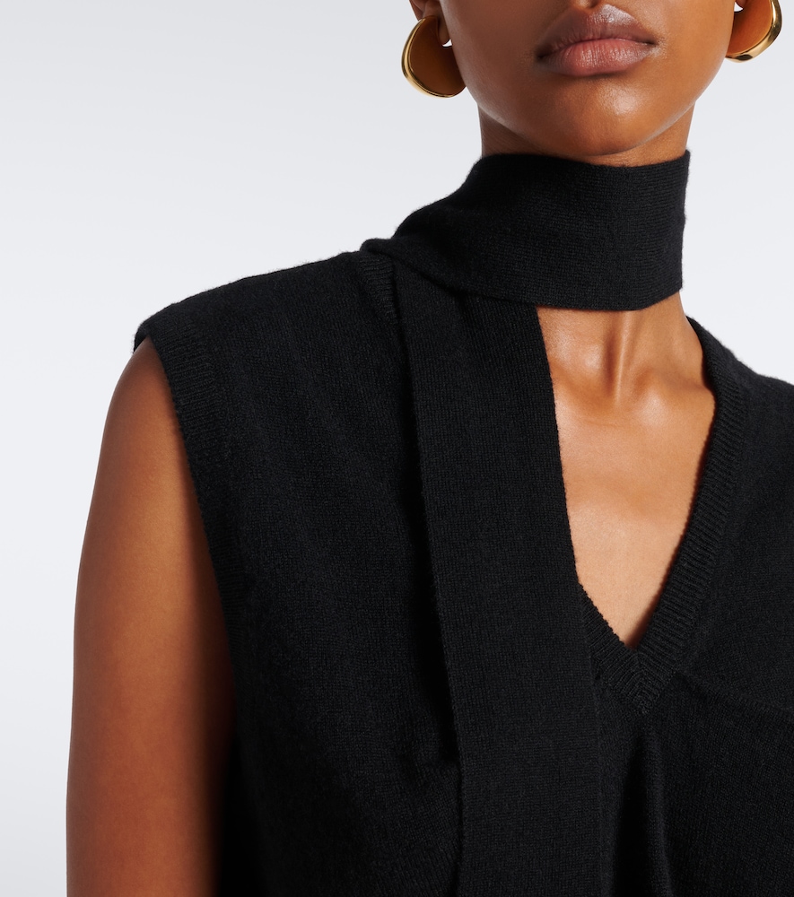 Ellisyn Scarf-Detail Cashmere Top