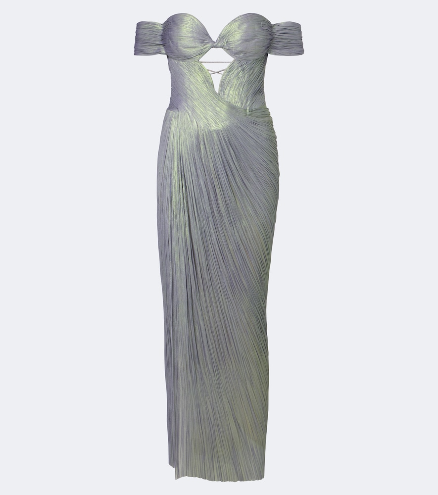 Abito lungo bustier Edena in seta plissé