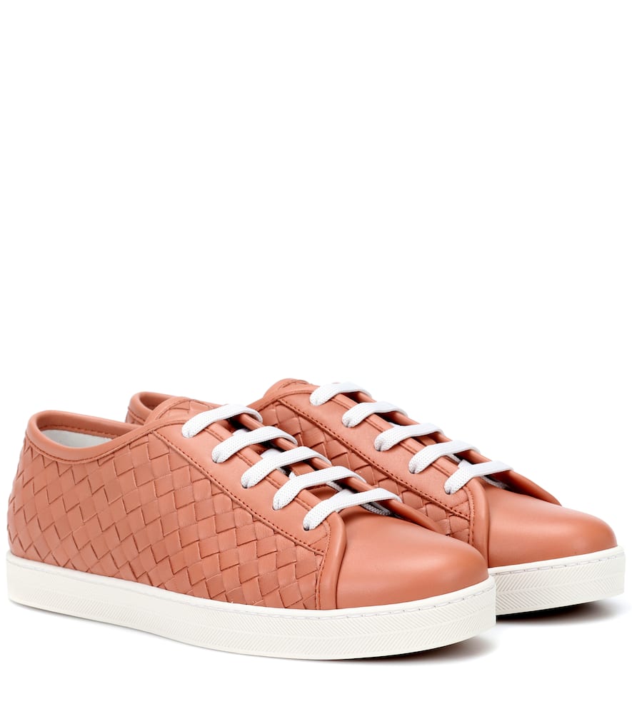 BOTTEGA VENETA INTRECCIATO LEATHER SNEAKERS,P00334359