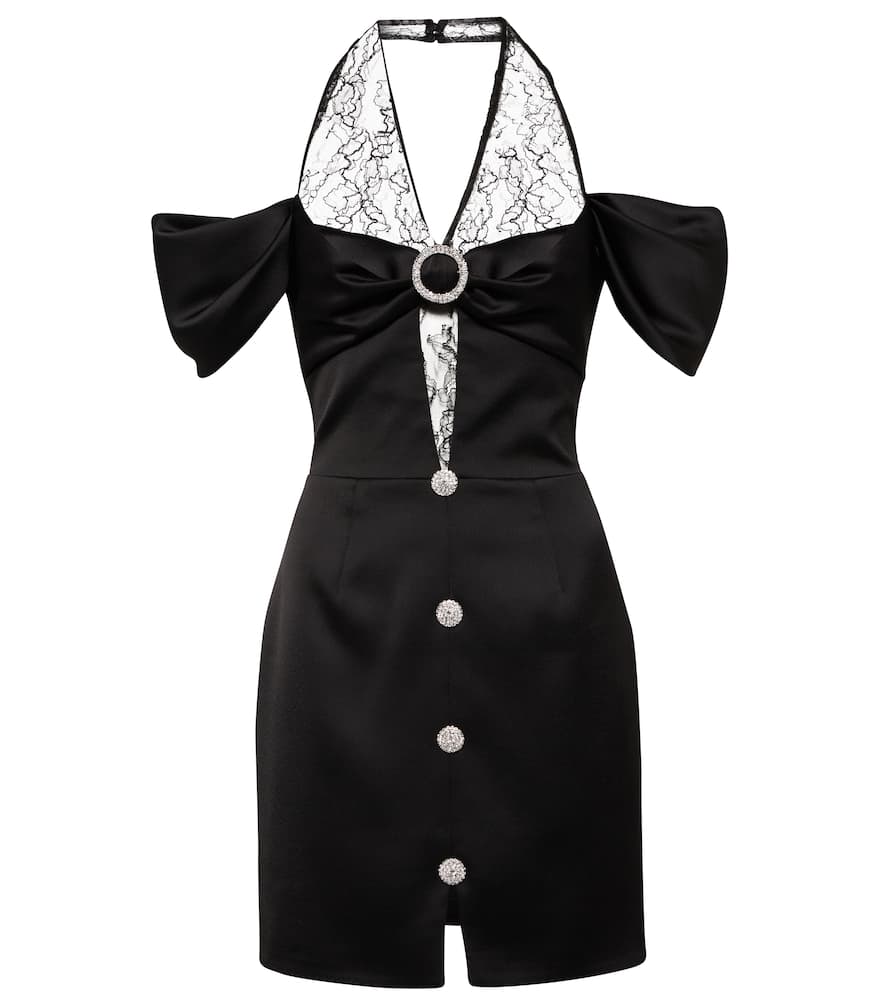 Rasario Lace-trimmed satin minidress