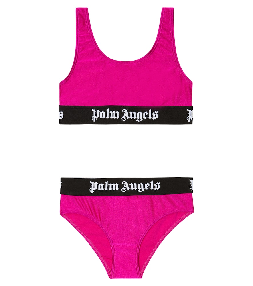 Palm Angels Kids Logo metallic bikini