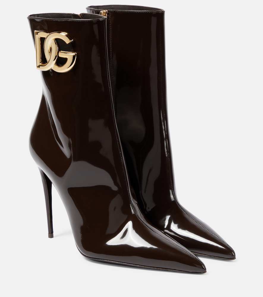 Dolce&Gabbana Dg Patent Leather Ankle Boots Black Uk Size 6.5 Women's