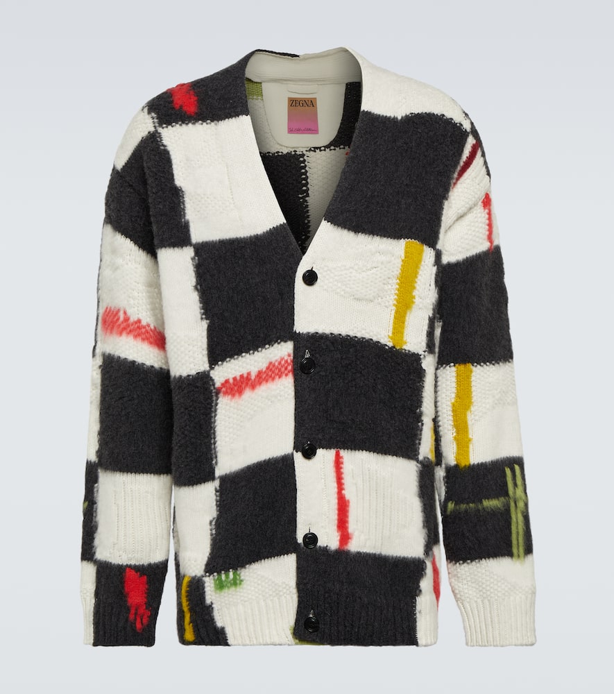 Shop Zegna X The Elder Statesman Wool And Cashmere Cardigan In Multicoloured