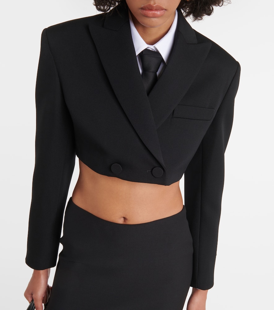  Valentino Valentino Cropped Wool Grisaille Blazer 