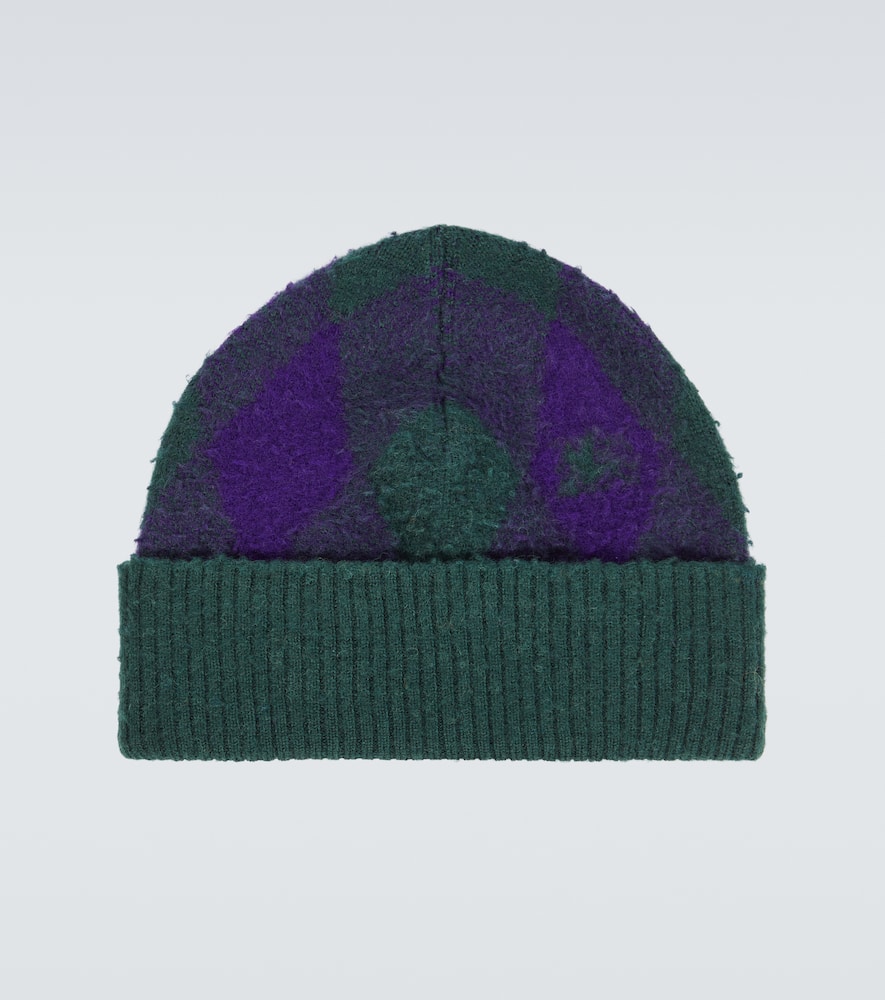 Burberry Argyle Wool Beanie In Royal Ip Check