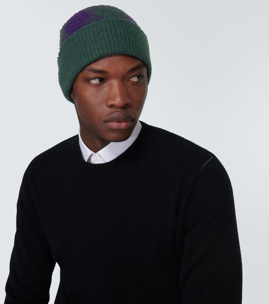 Burberry Argyle Wool Beanie In Royal Ip Check