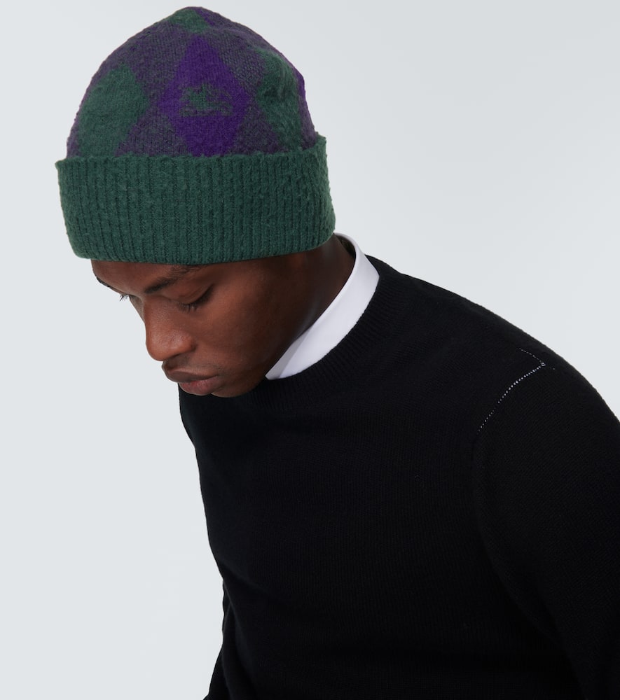 Burberry Argyle Wool Beanie In Royal Ip Check