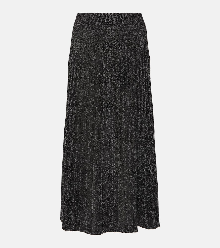 Ribbed-kit Lurex midi skirt