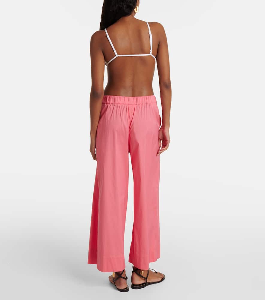 Shop Max Mara Esperia Cotton-blend Wide-leg Pants In Pink