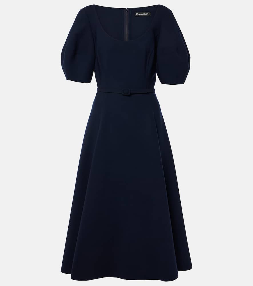 Oscar de la Renta Puff-sleeve wool-blend midi dress