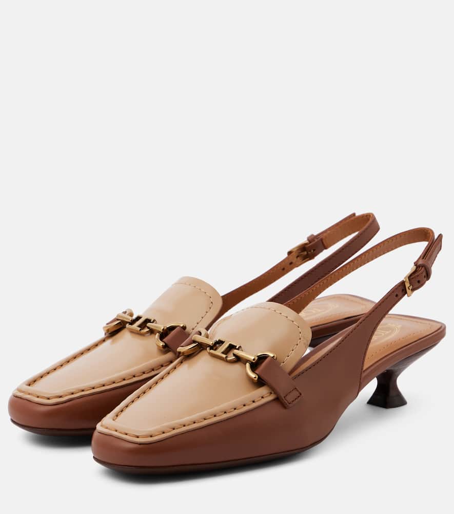 Tod's 35 Leather Slingback Pumps In Brown