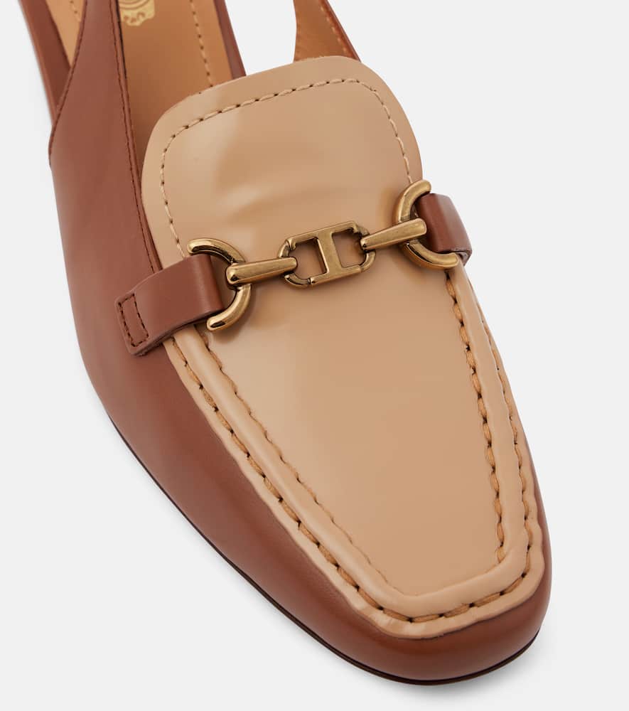 Tod's 35 Leather Slingback Pumps In Brown