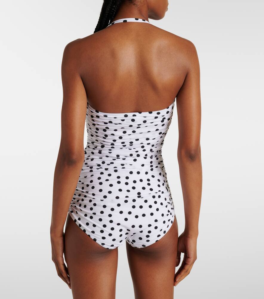 Dolce & Gabbana Polka-dot Halterneck Swimsuit In White
