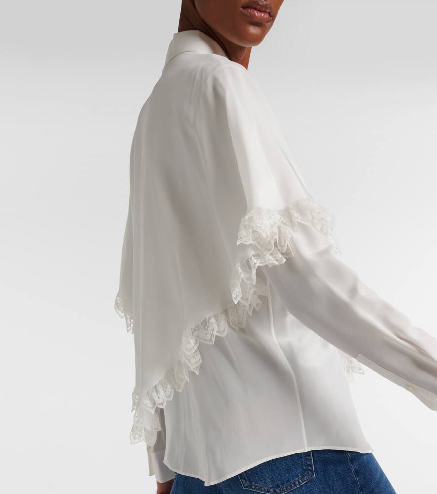 Chloé Blouse Cape Nouée Héritage En Soie Femme Blanc Taille 36 100% Soie, Pinctada Maxima, Farmed, Coo Aus In White
