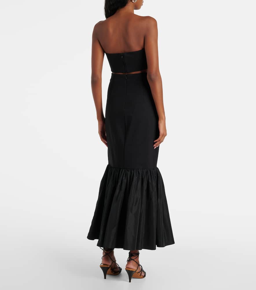 Shop Staud Hawthorne Taffeta-trimmed Ponte Maxi Skirt In Black