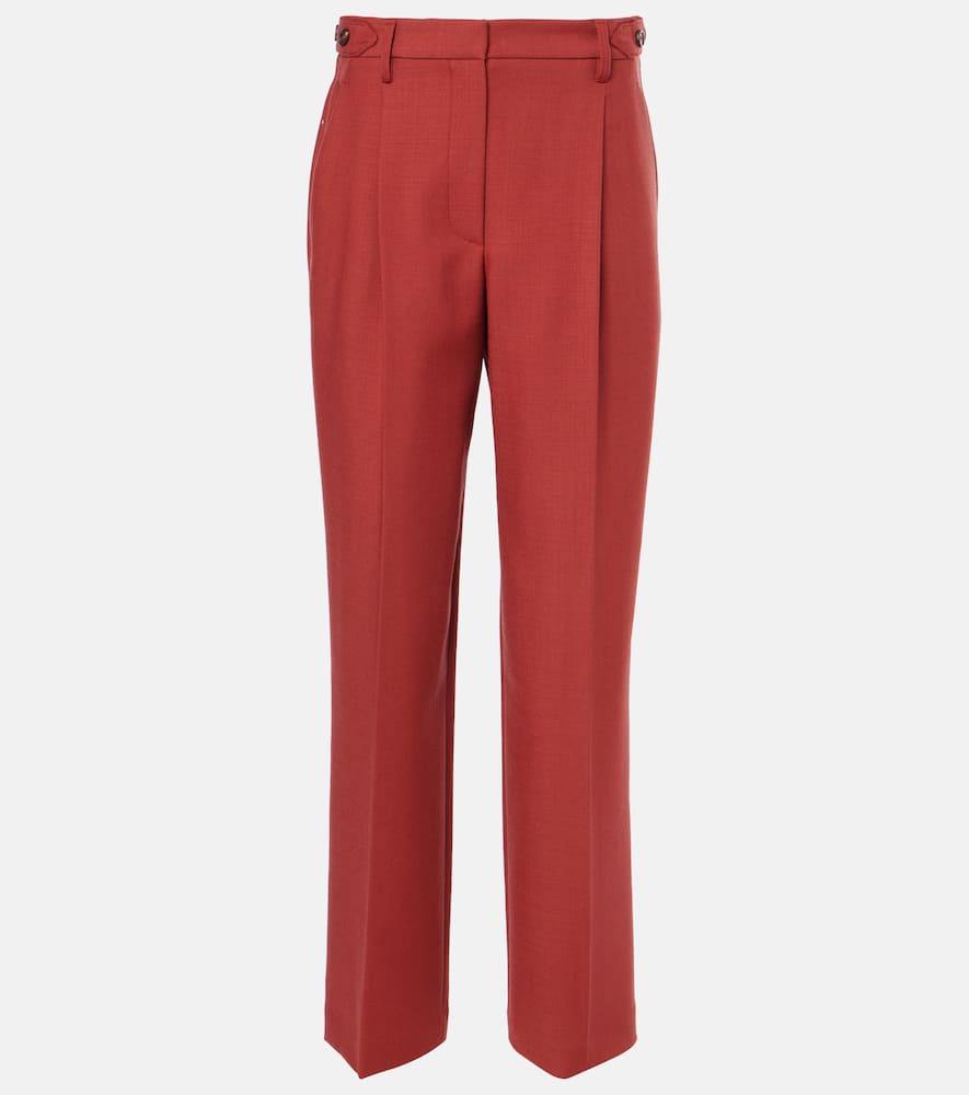 Brunello Cucinelli High-rise Wool Straight Pants In Red