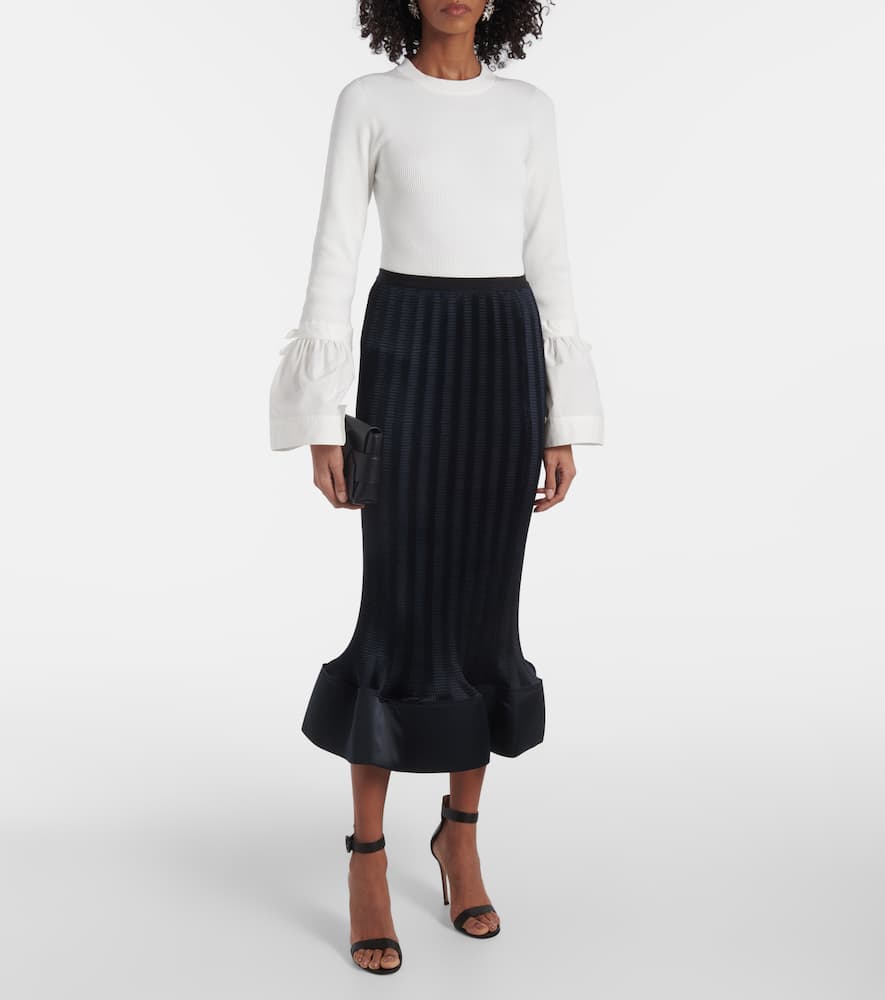 Simkhai Agata Taffeta-trimmed Ribbed-knit Top In White