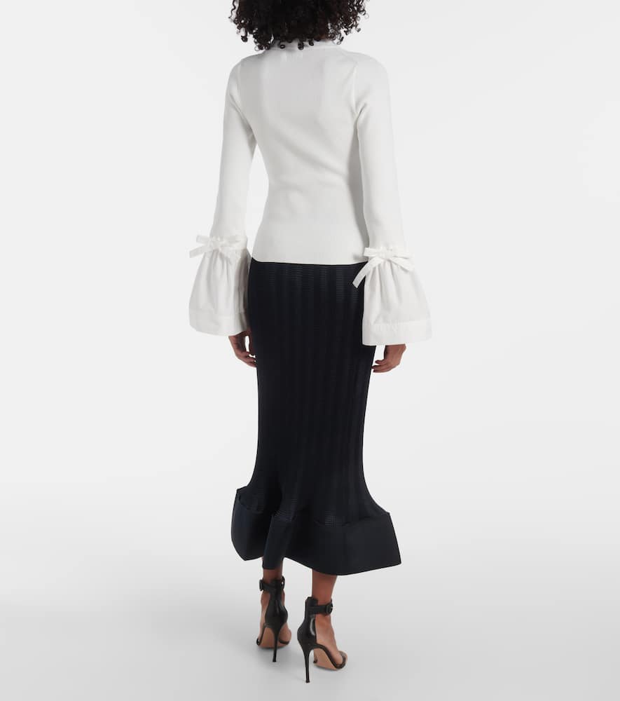 Simkhai Agata Taffeta-trimmed Ribbed-knit Top In White