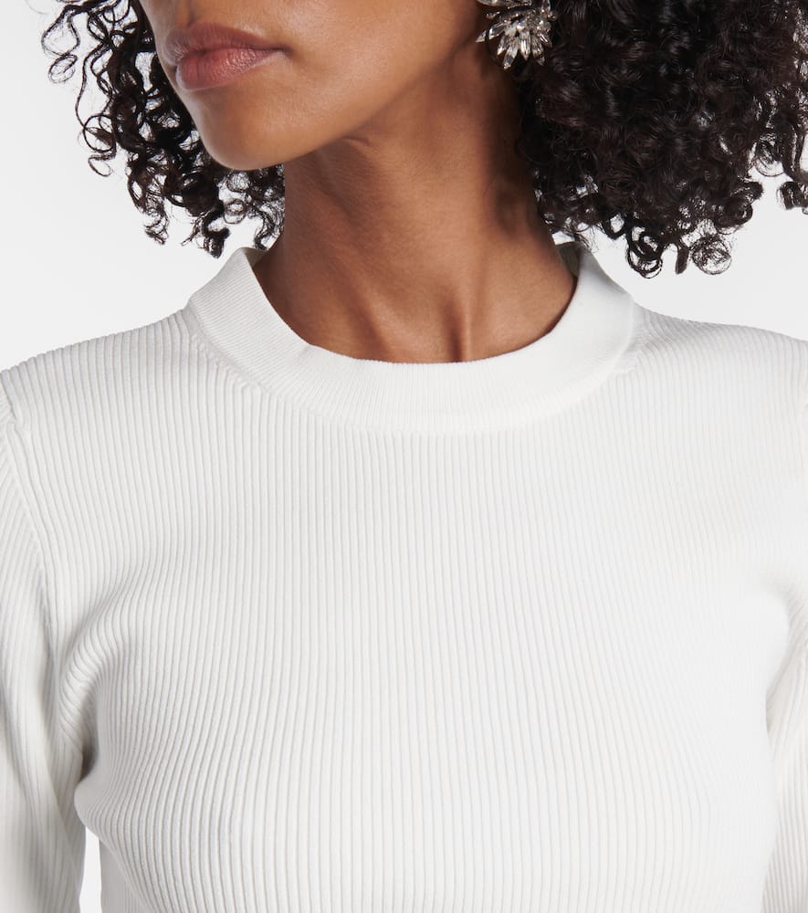 Simkhai Agata Taffeta-trimmed Ribbed-knit Top In White