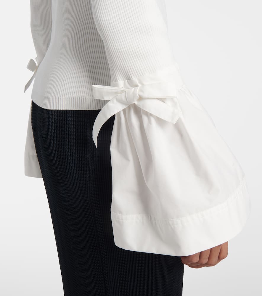 Simkhai Agata Taffeta-trimmed Ribbed-knit Top In White