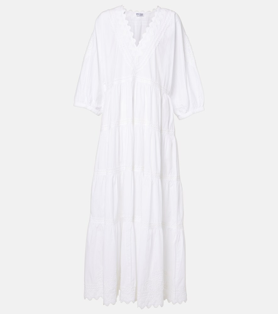 Juliet Dunn Embroidered Cotton Poplin Maxi Dress White Uk 12/14 Women's