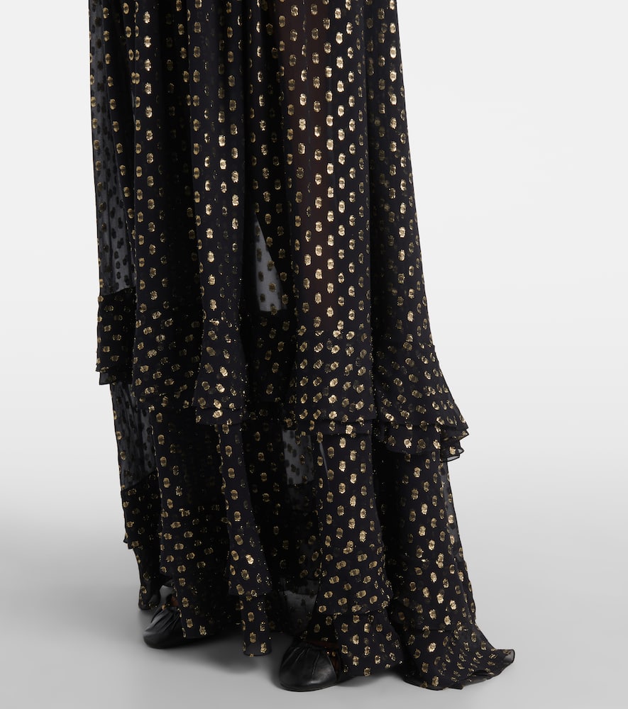 Shop Chloé Polka-dot Jacquard Silk-blend Lamé Gown In Black