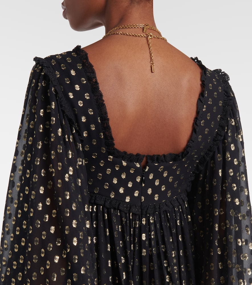 Shop Chloé Polka-dot Jacquard Silk-blend Lamé Gown In Black