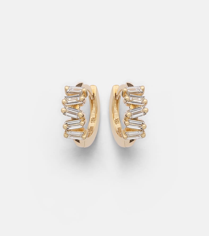 Suzanne Kalan Bold 18kt Gold Huggies With Diamonds In Gold