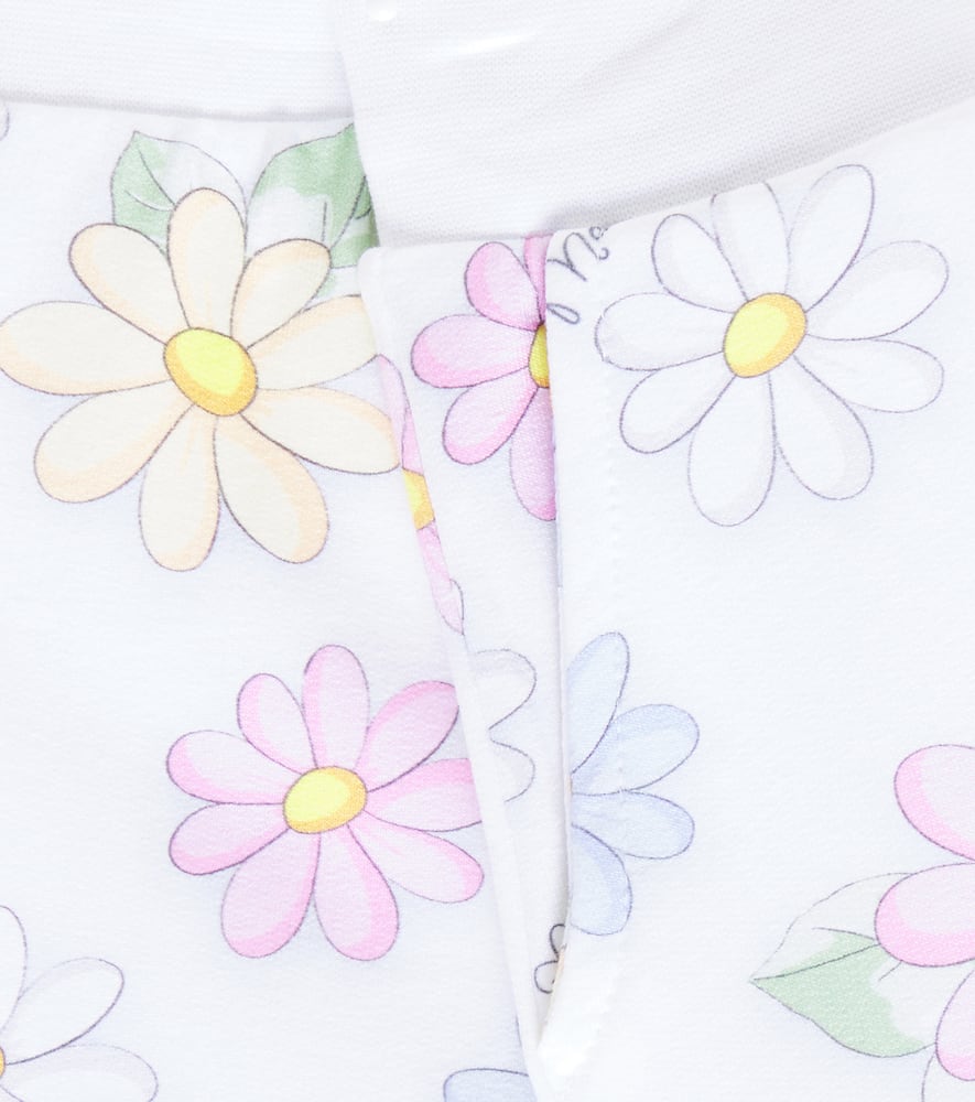 Monnalisa Floral Cotton-blend Jersey Shorts In Weiss
