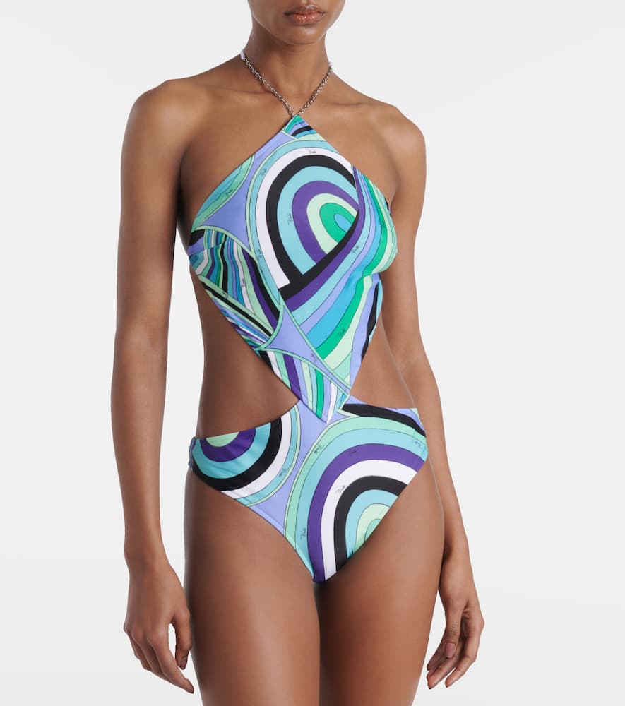 Pucci Iride-print One-piece Swimsuit In Verde Lilla