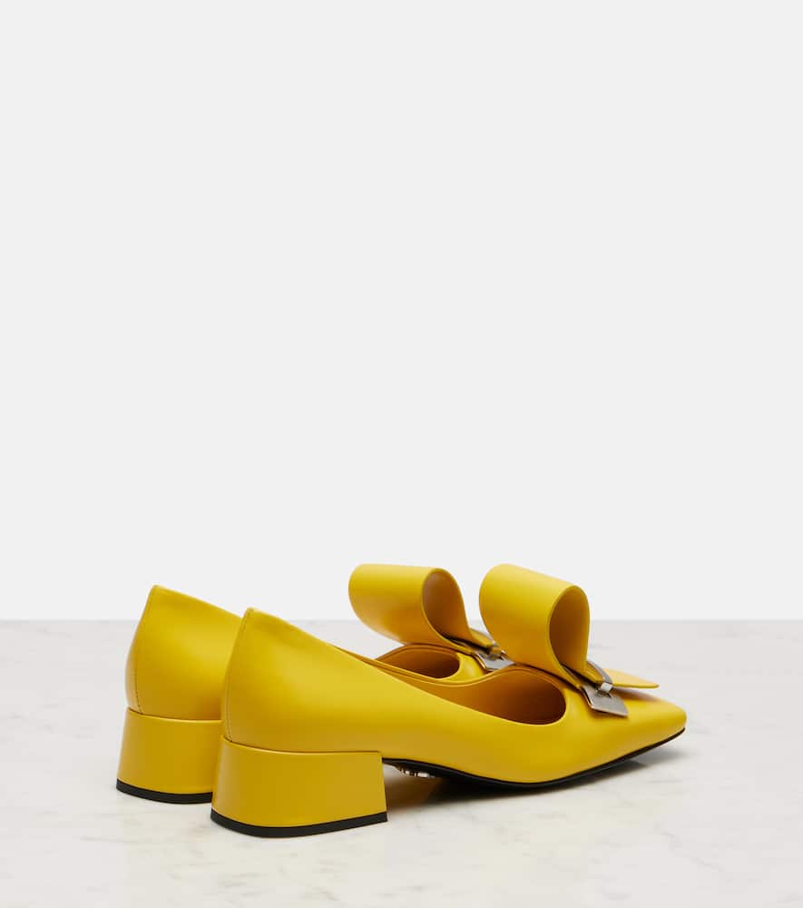 Prada 35 Brushed Leather Architectural Pumps
