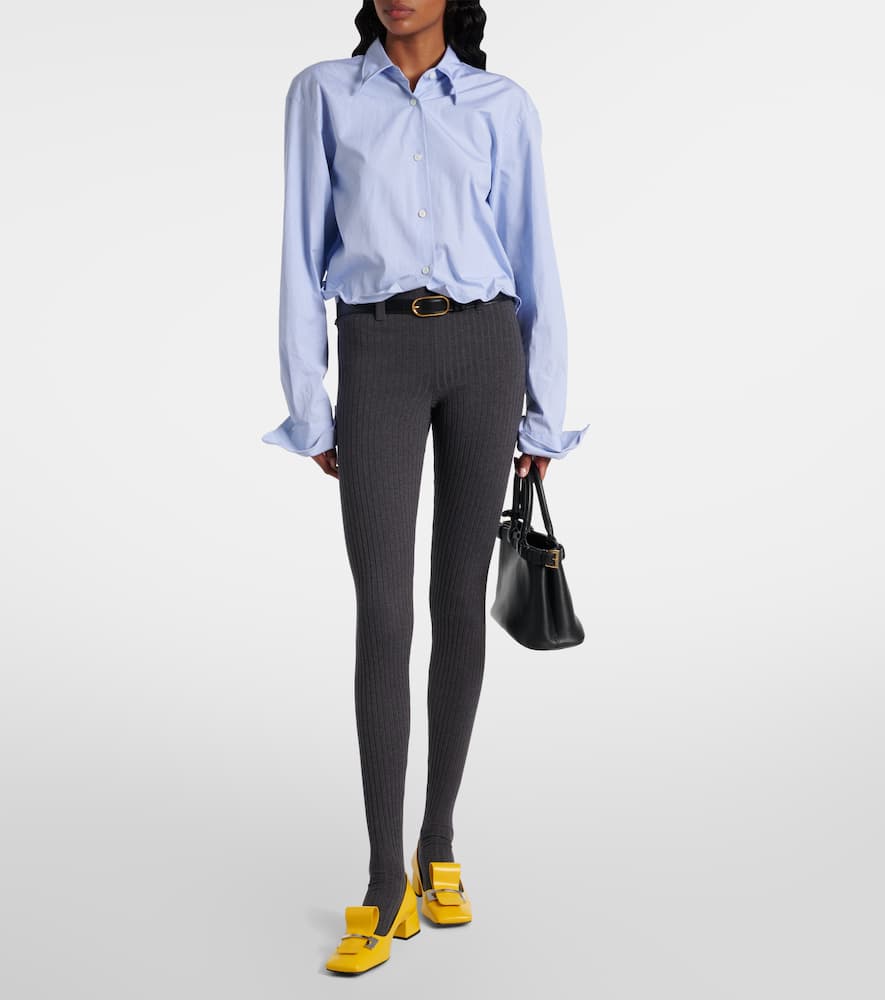 Prada 35 Brushed Leather Architectural Pumps