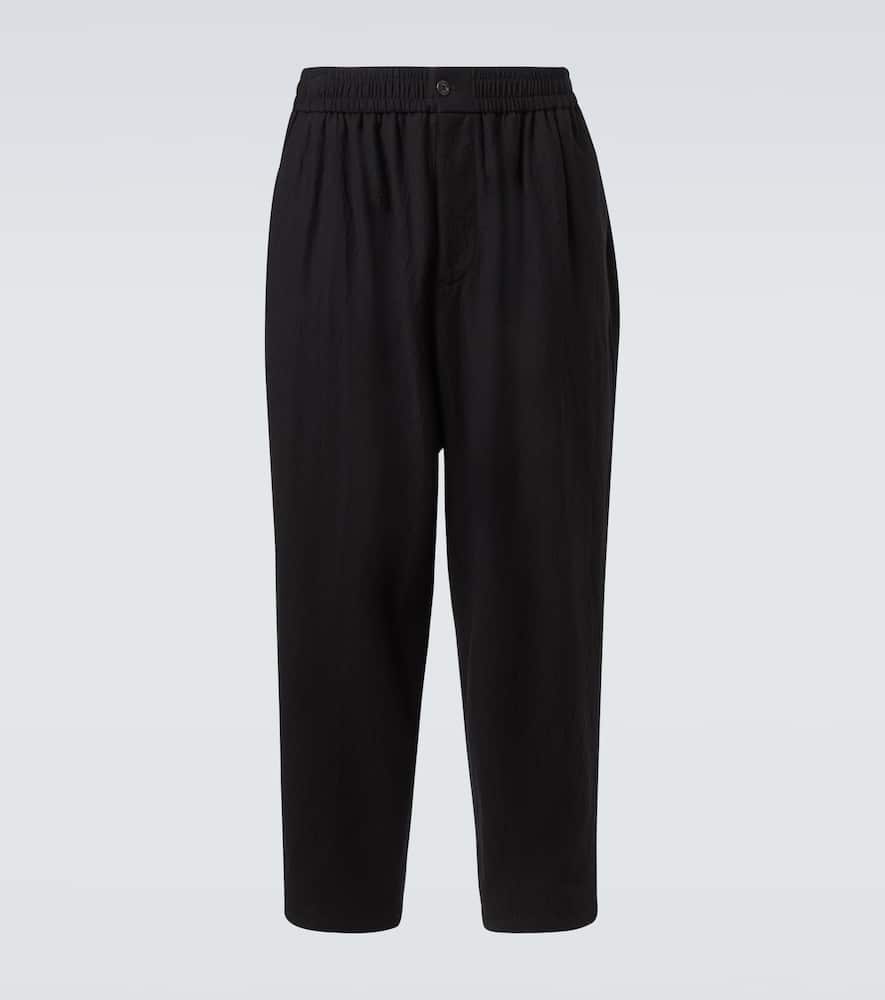 Giorgio Armani Virgin Wool Straight Pants In Black