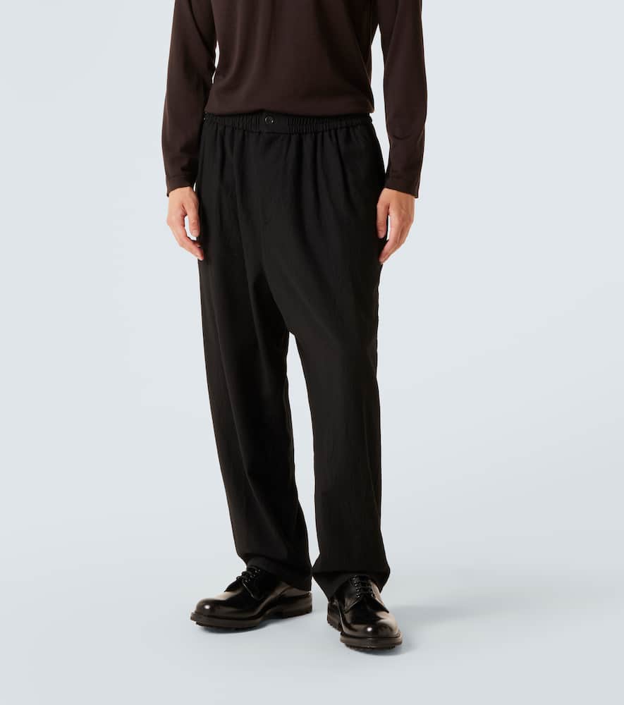 Giorgio Armani Virgin Wool Straight Pants In Black
