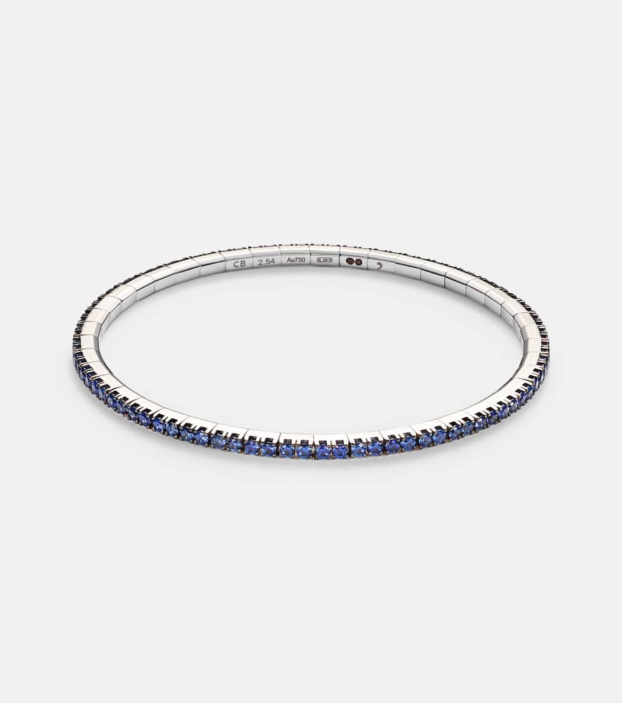 Stretchy 18kt white gold tennis bracelet with sapphires