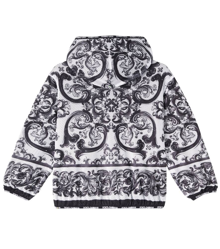 Dolce & Gabbana Majolica Hooded Zip-up Jacket In Black