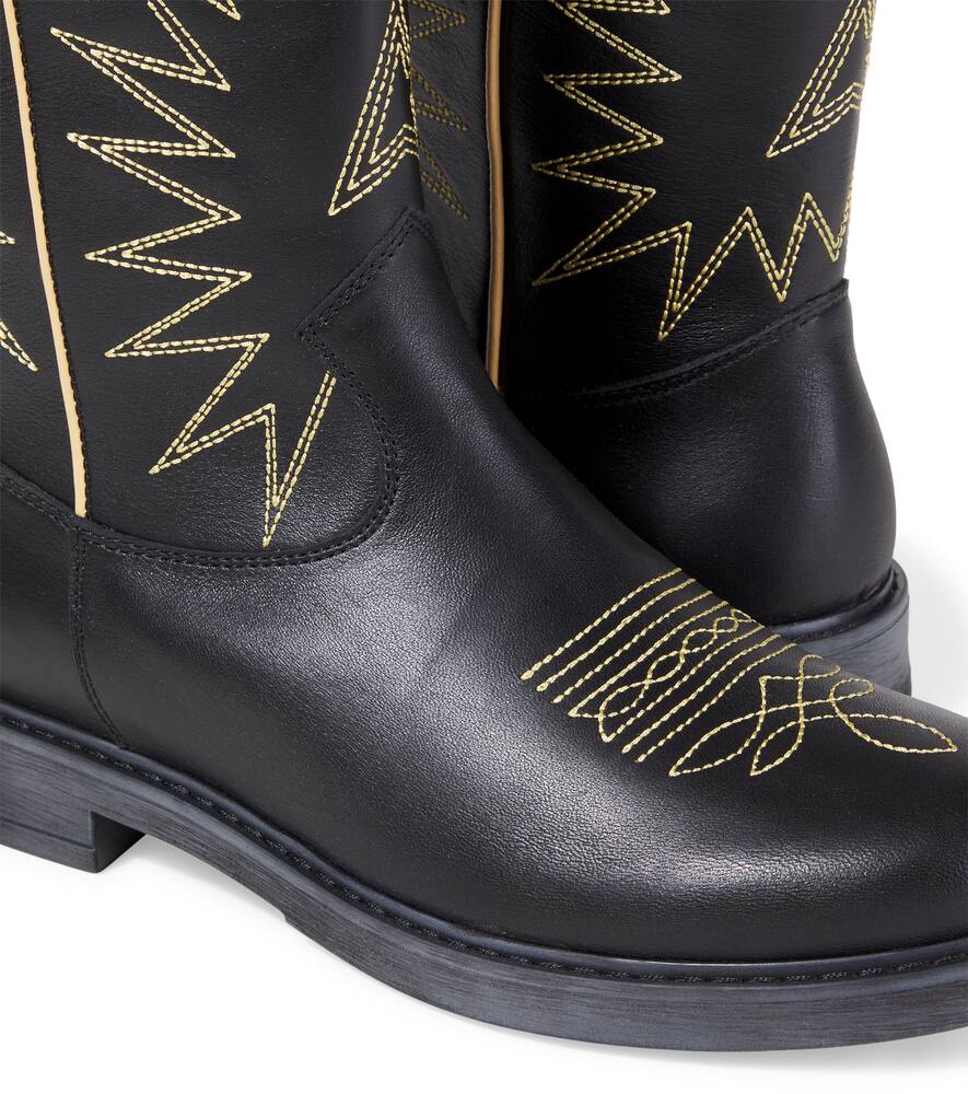 Golden Goose Wish Star Embroidered Leather Boots In Black