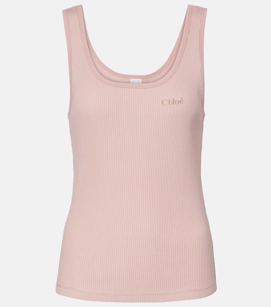 Chloé Logo ribbed-knit cotton jersey tank top