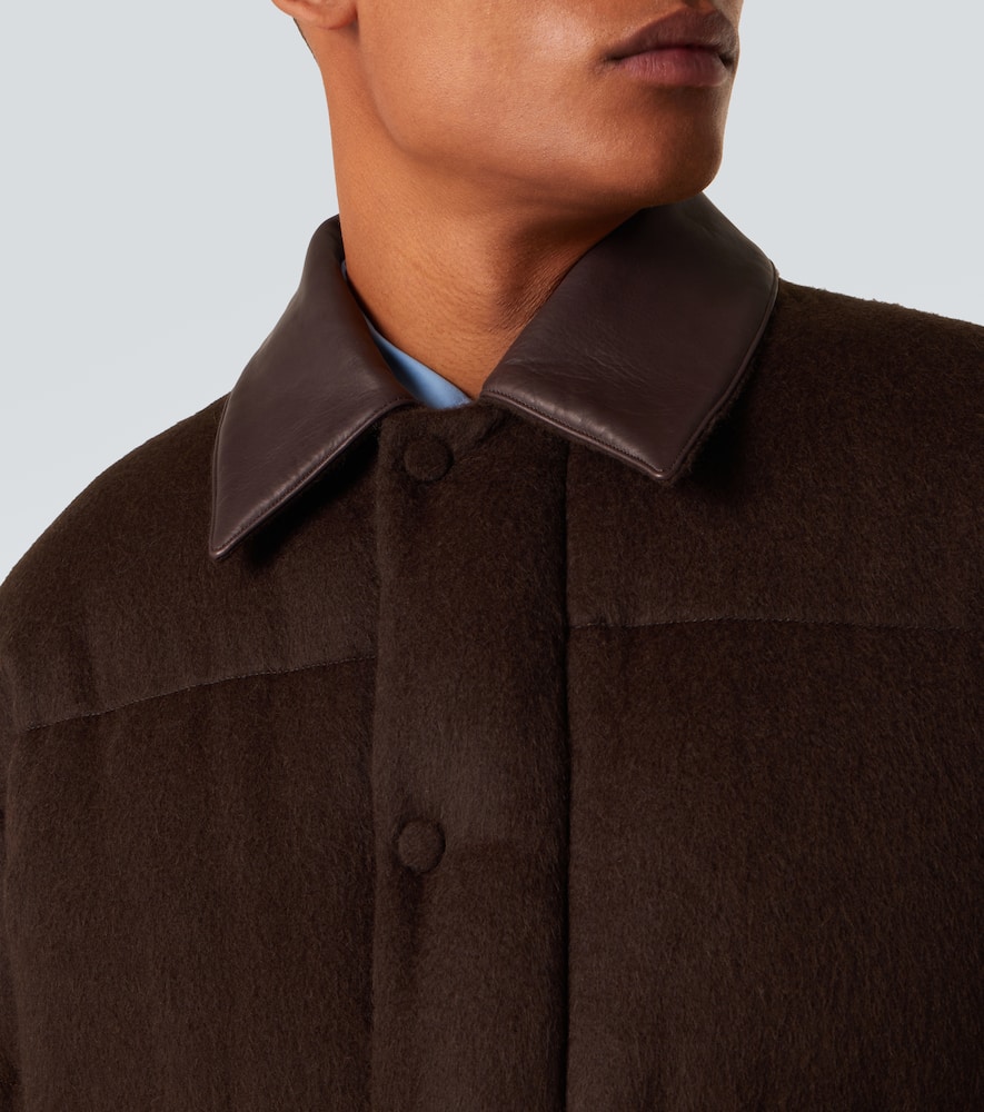 Auralee Leather-trimmed Camel Hair Down Jacket In Brown