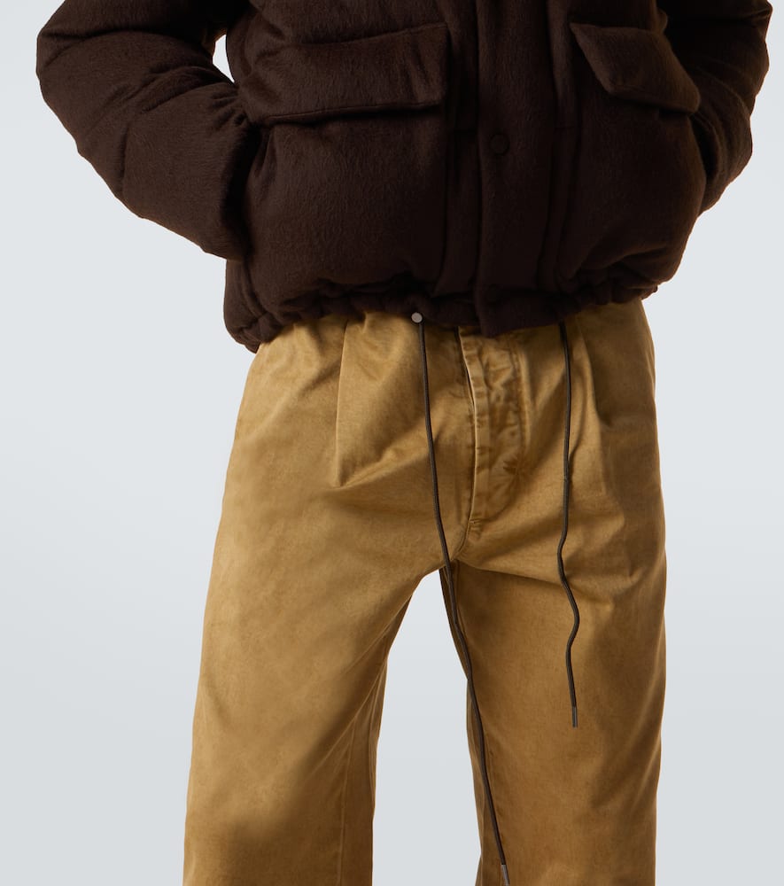 Auralee Leather-trimmed Camel Hair Down Jacket In Brown