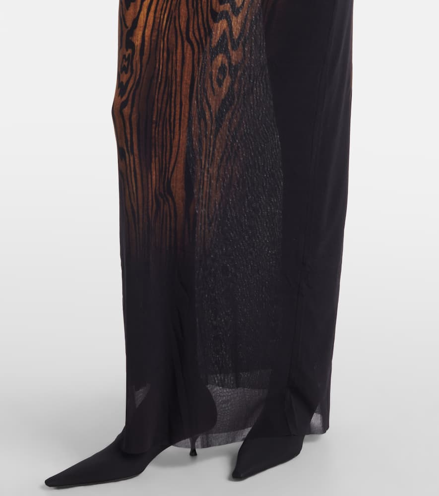 Jean Paul Gaultier Women Long Dress Double Layer Printed Wood In Brown
