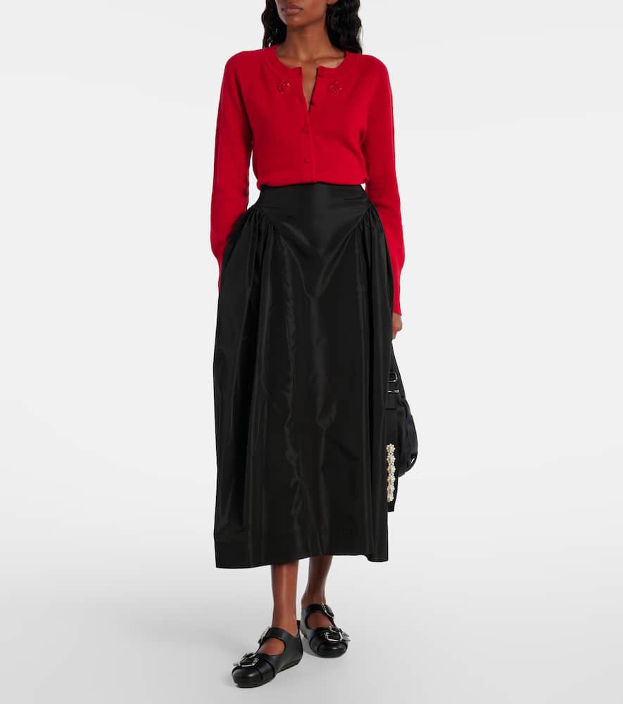Simone Rocha Embellished Cashmere Relaxed Cardigan In Red