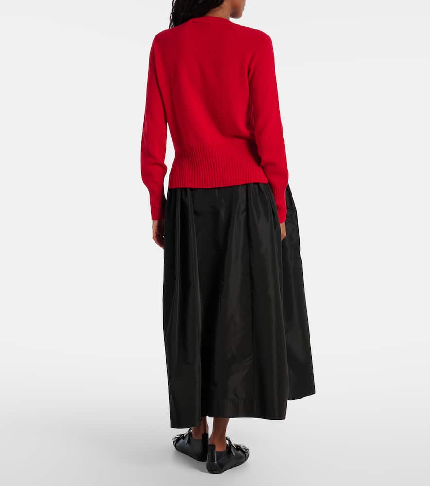 Simone Rocha Embellished Cashmere Relaxed Cardigan In Red