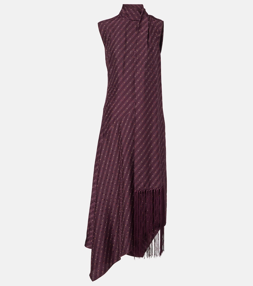 Acne Studios Dale Asymmetric Silk Maxi Dress In Burgundy
