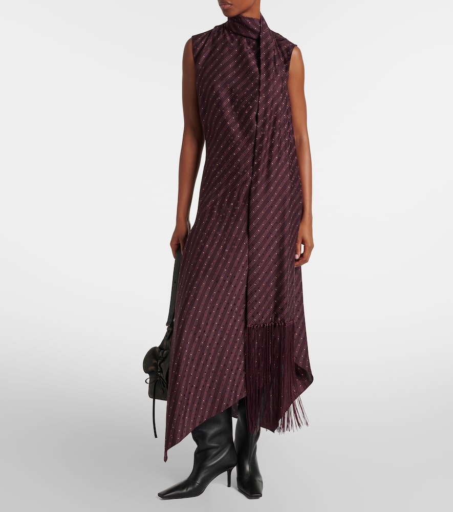 Acne Studios Dale Asymmetric Silk Maxi Dress In Burgundy