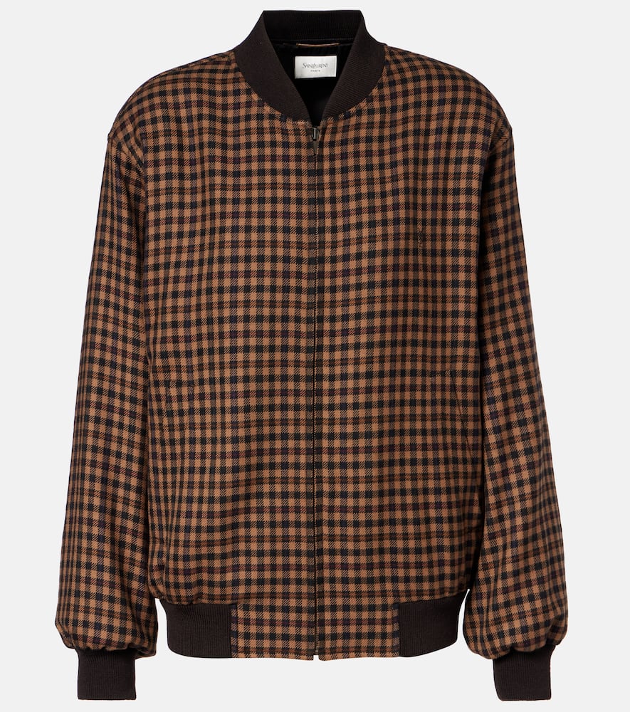 Saint Laurent Wool Teddy Bomber Jacket In Brown