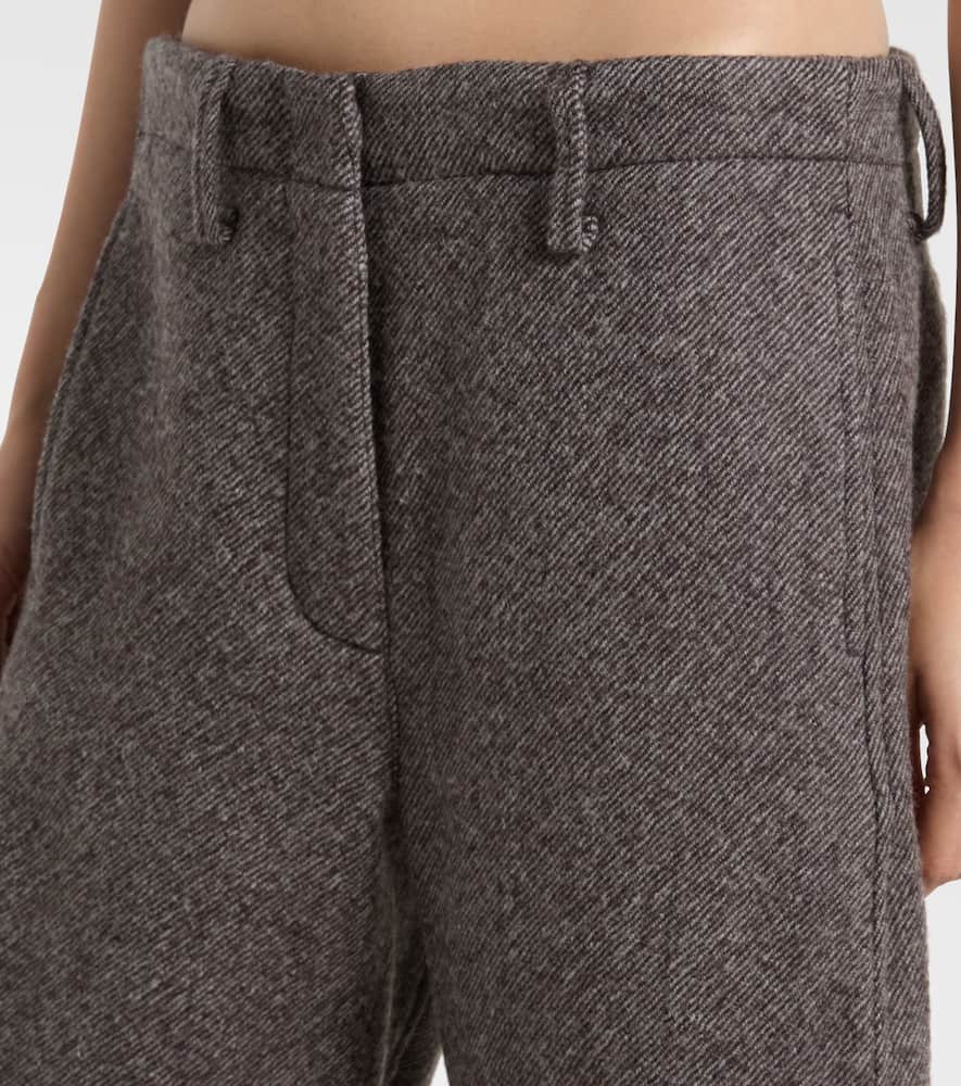 Magda Butrym Low-rise Herringbone Wool-blend Barrel-leg Pants In Gray